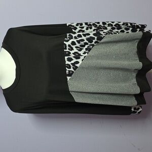 SHEIN Black, Gray and Leopard Print Knit Top